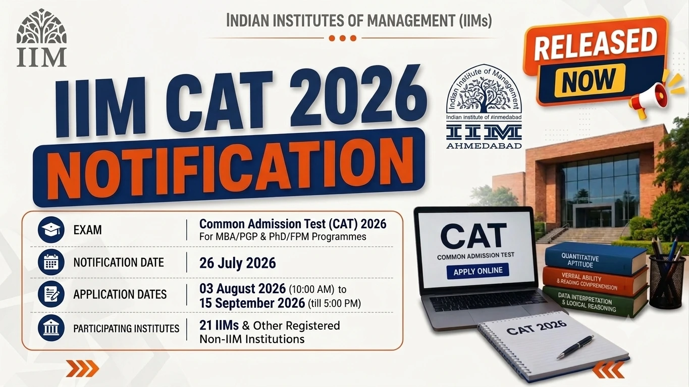 IIM CAT 2026 NOTIFICATION OUT, APPLY ONLINE