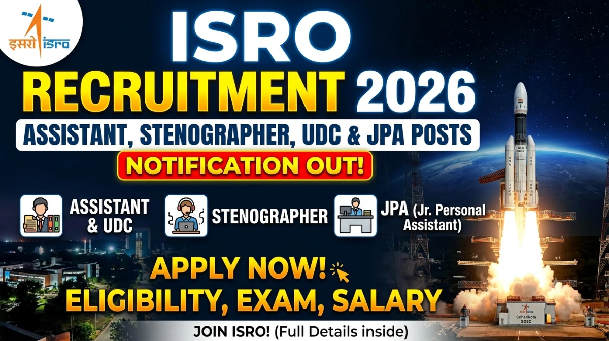 ISRO Recruitment 2026 Assistant, Stenographer, UDC & JPA Posts, Notification out