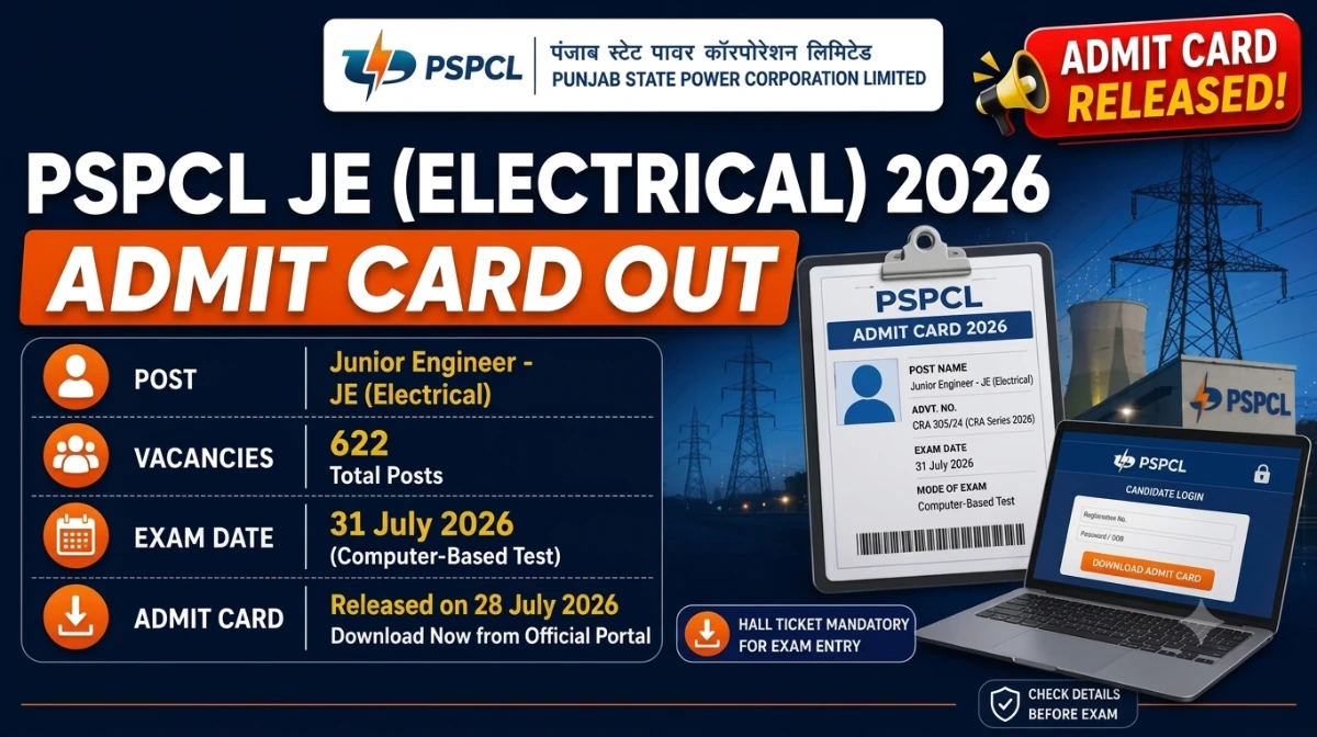pspcl je electrical admit card 2026 out