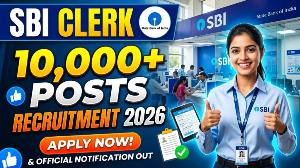 SBI CLERK RECRUITMENT 2026 OUT FOR 10000 POSTS 