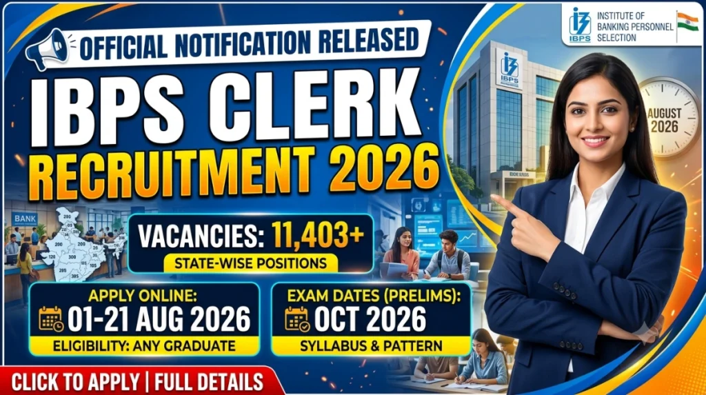 ibps clerk recruitment 2026 notification out