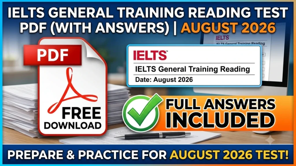 Free IELTS general training reading test pdf with answers 2026