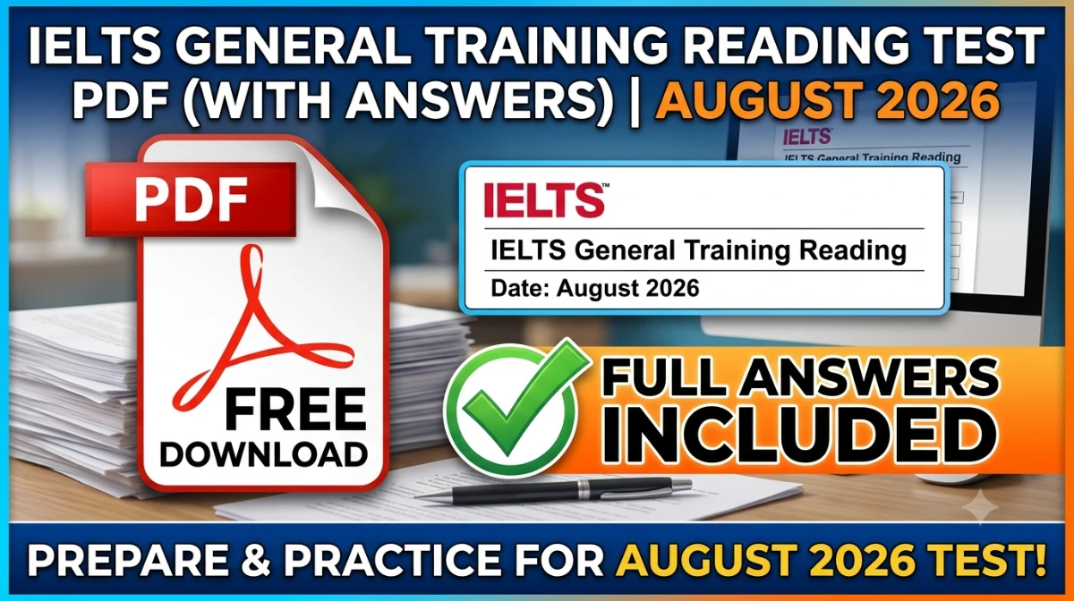 Free IELTS general training reading test pdf with answers 2026